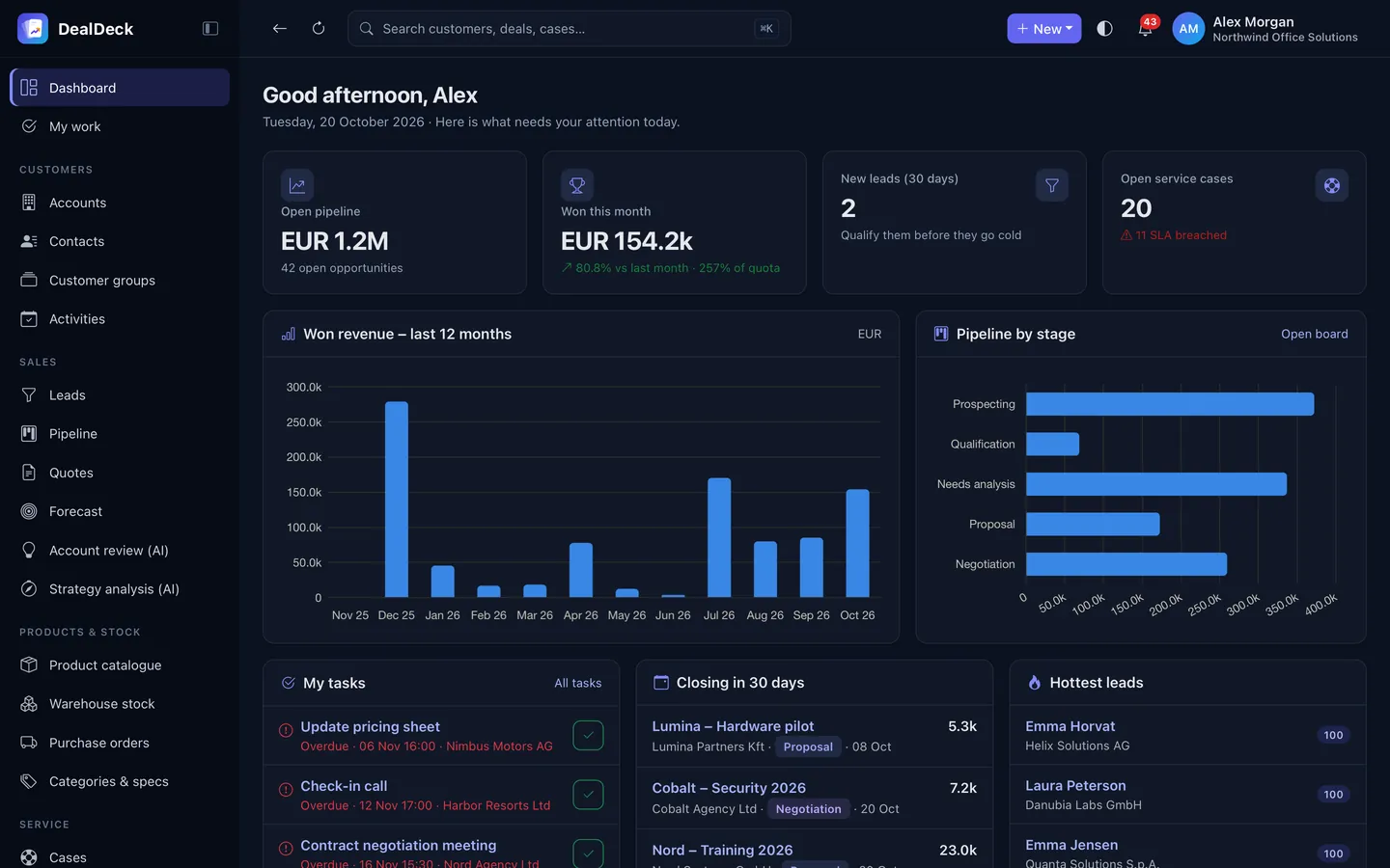 DealDeck in dark mode